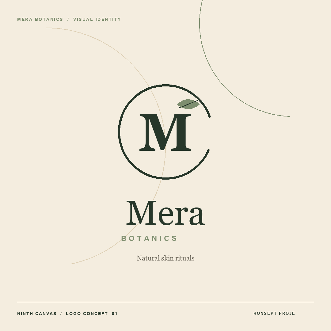 Mera Botanics doğal bakım markası logo tasarımı ve monogramı
